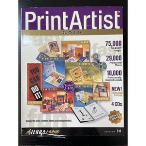 Print Artist Gold computer set Version 8.0 Sierra Home 1999 PC